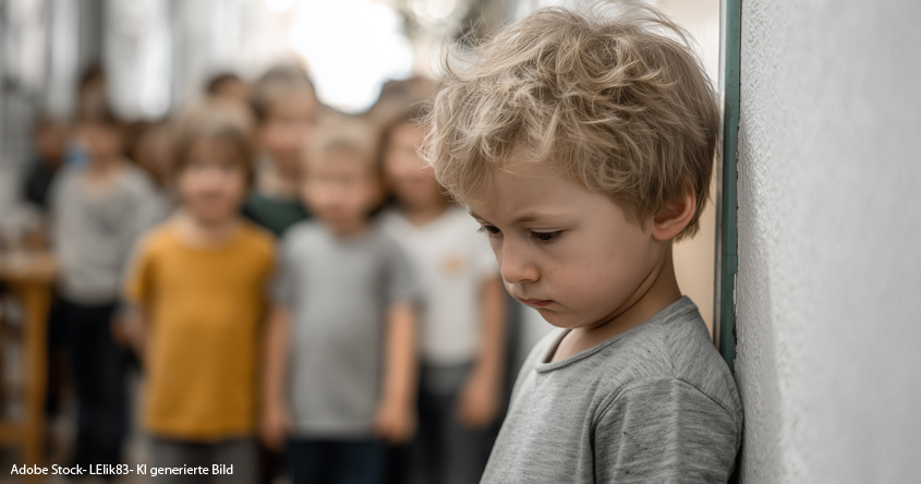Trauriges Kind in der Schule – soziale Ausgrenzung und Mobbing