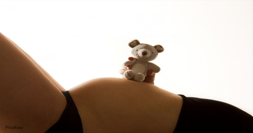 Schwangerschaftsbauch mit Teddybär