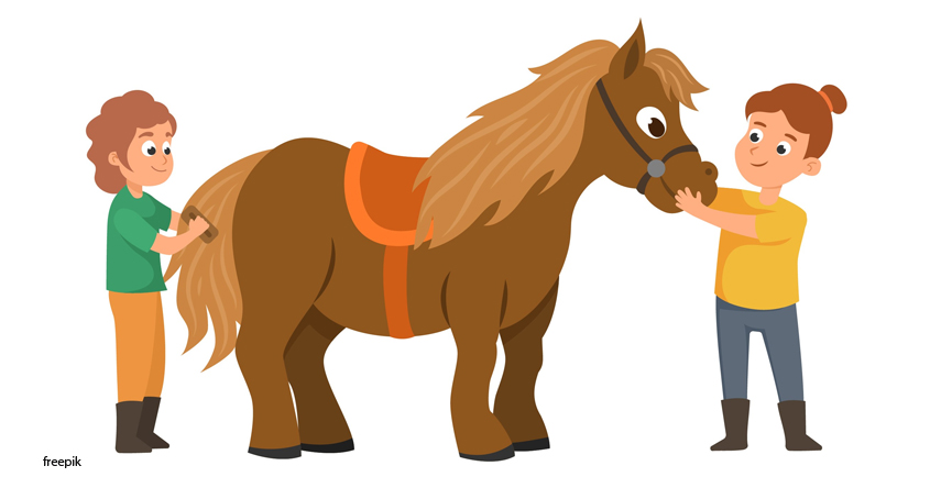 411663_2_Mutter-Kind-Reiten-NEU.jpg Pferd mit Mutter und Kind gezeichnet