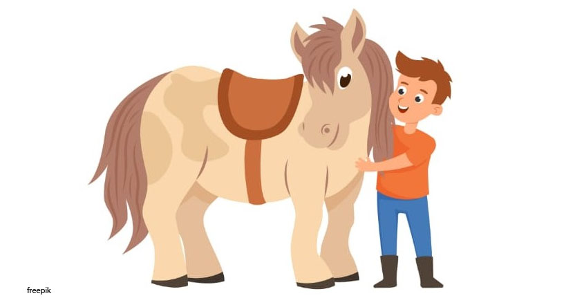 Kind mit Pferd Comic