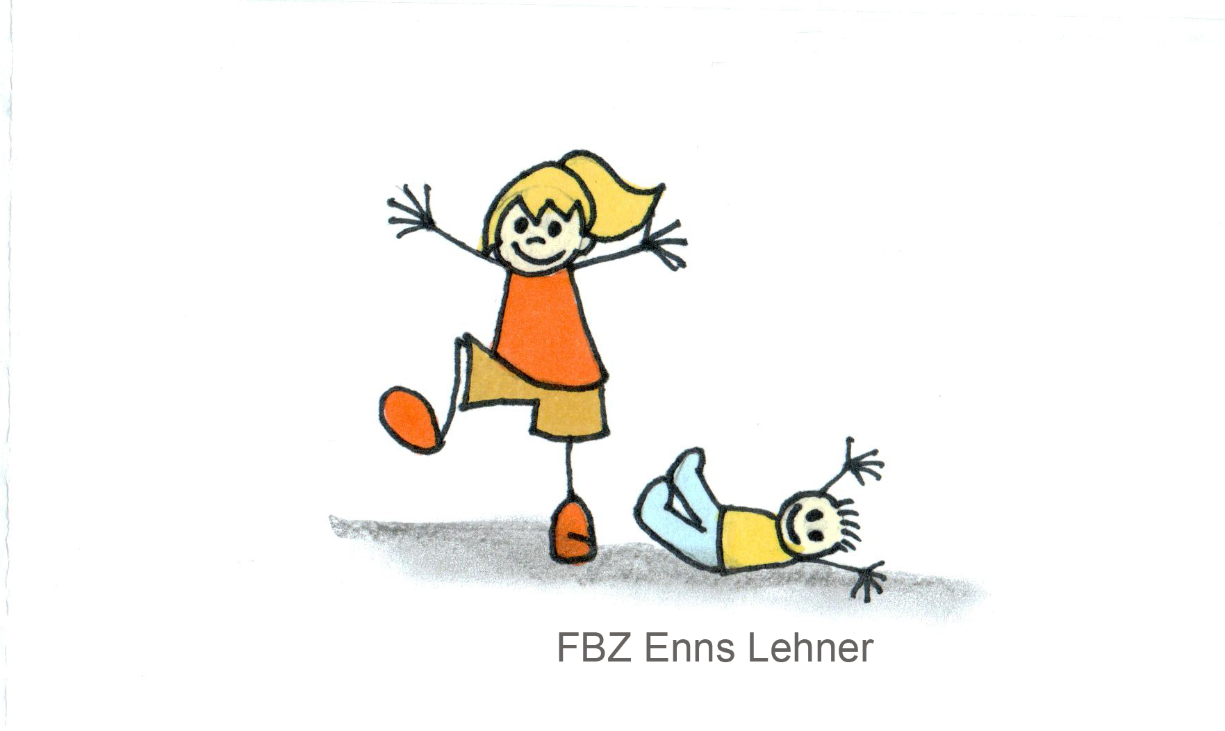 Das Bild wurde gemalt. Es zeigt eine Mama, die ihre Hände in die Höhe streckt und Gymnastik betreibt. Ihr Baby liegt neben ihr auf dem Boden und freut sich darauf, gleich mitturnen zu dürfen.