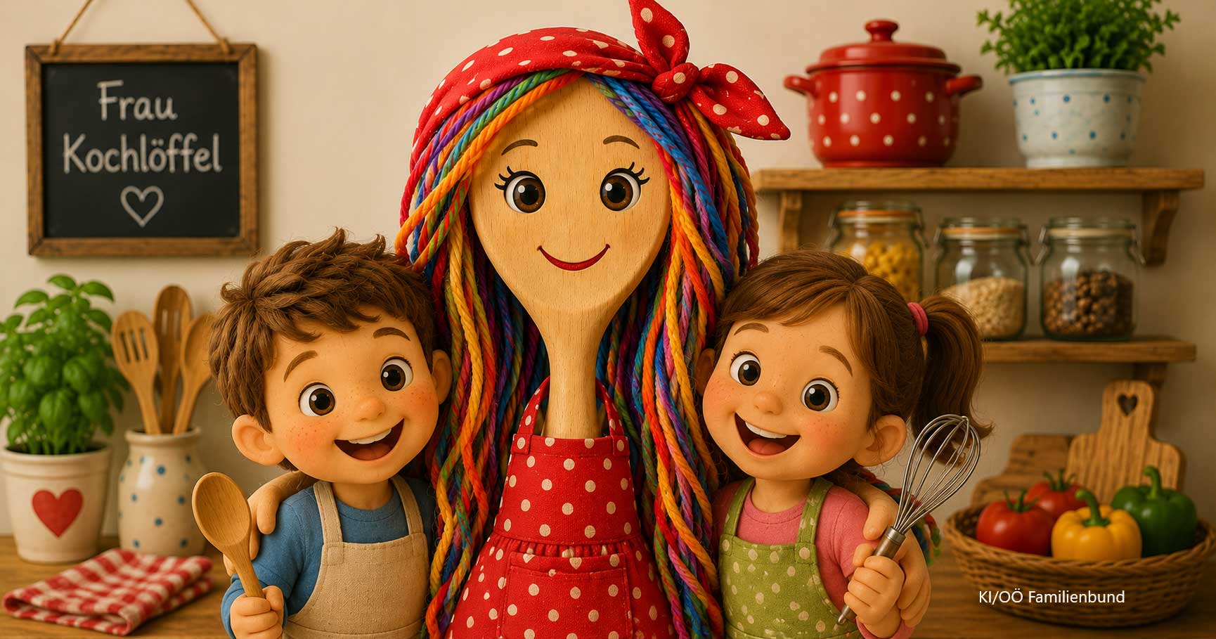 Frau Kochlöffel mit Kindern