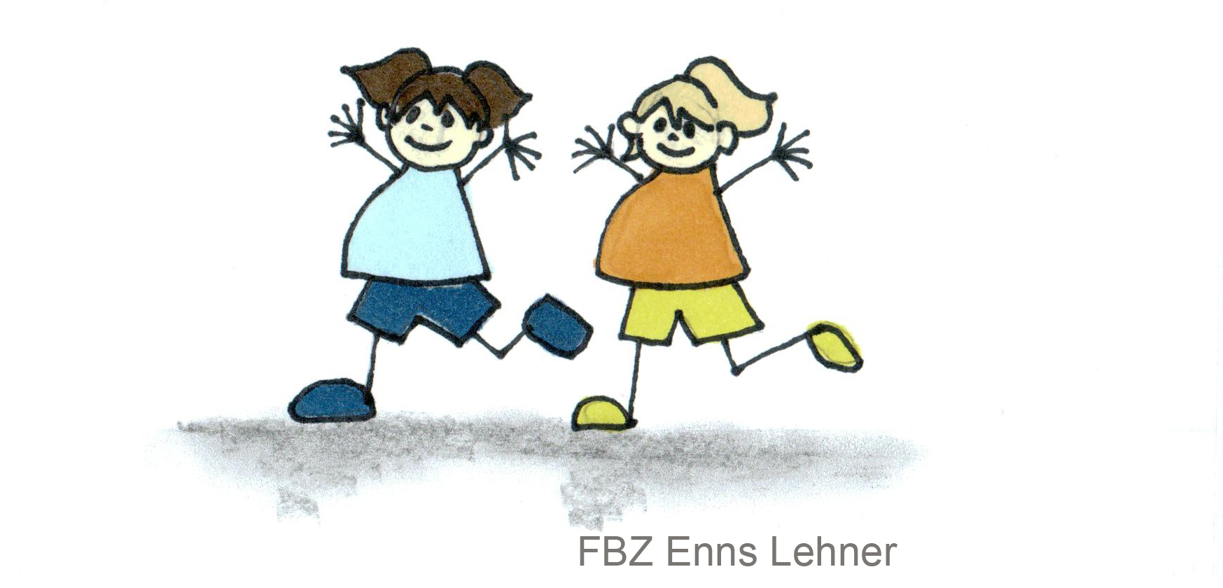 Das Bild wurde gemalt. Es zeigt 2 Damen, die gerade ein Bein heben und ihre Hände anheben, um im Gleichgewicht zu bleiben.