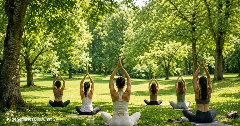 Yoga outdoor Frauen sitzend